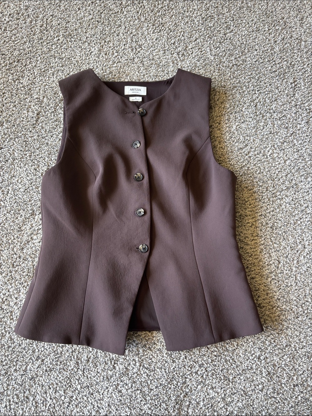 Aritzia Brown Sleeveless Buttoned Tailored Vest